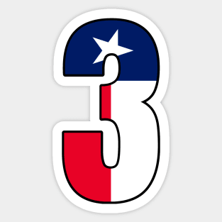 Number 3 Texas Flag Sticker